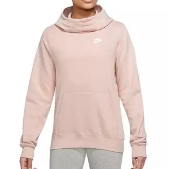 Nike Tops - Nike Hoodie Women’s Pink Mock Funnel Neck Pullover Sweatshirt Size Large